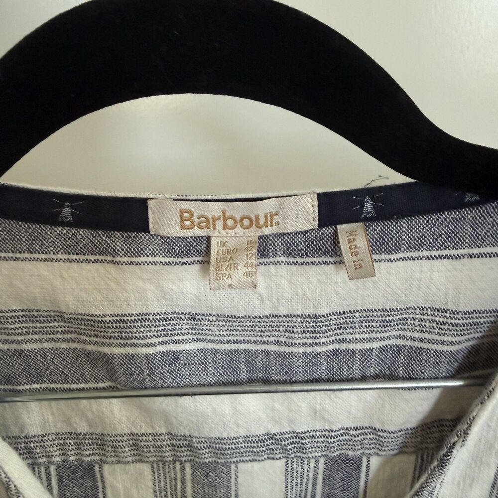 Barbour cotton button down shirt dress blue coastal 12 stripes - Picture 7 of 16